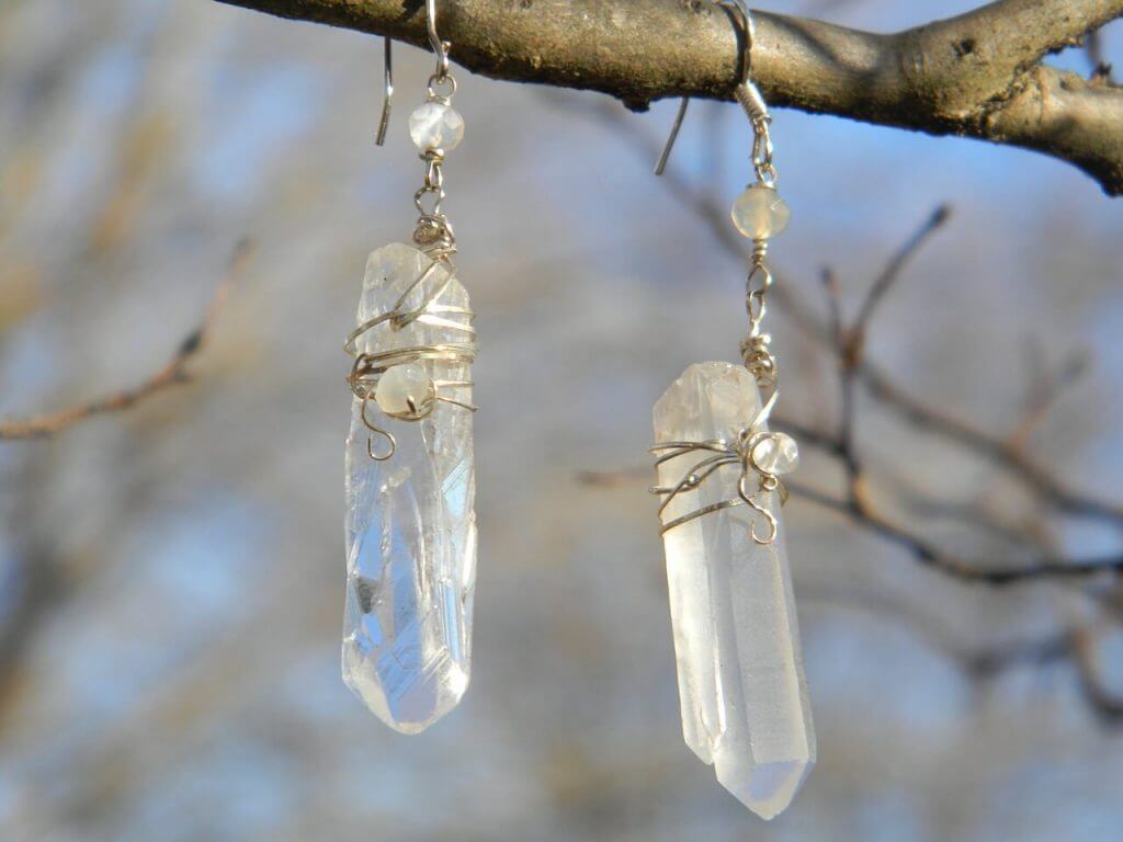 These Wire and Moonstone Earrings These Wire and Moonstone Earrings
